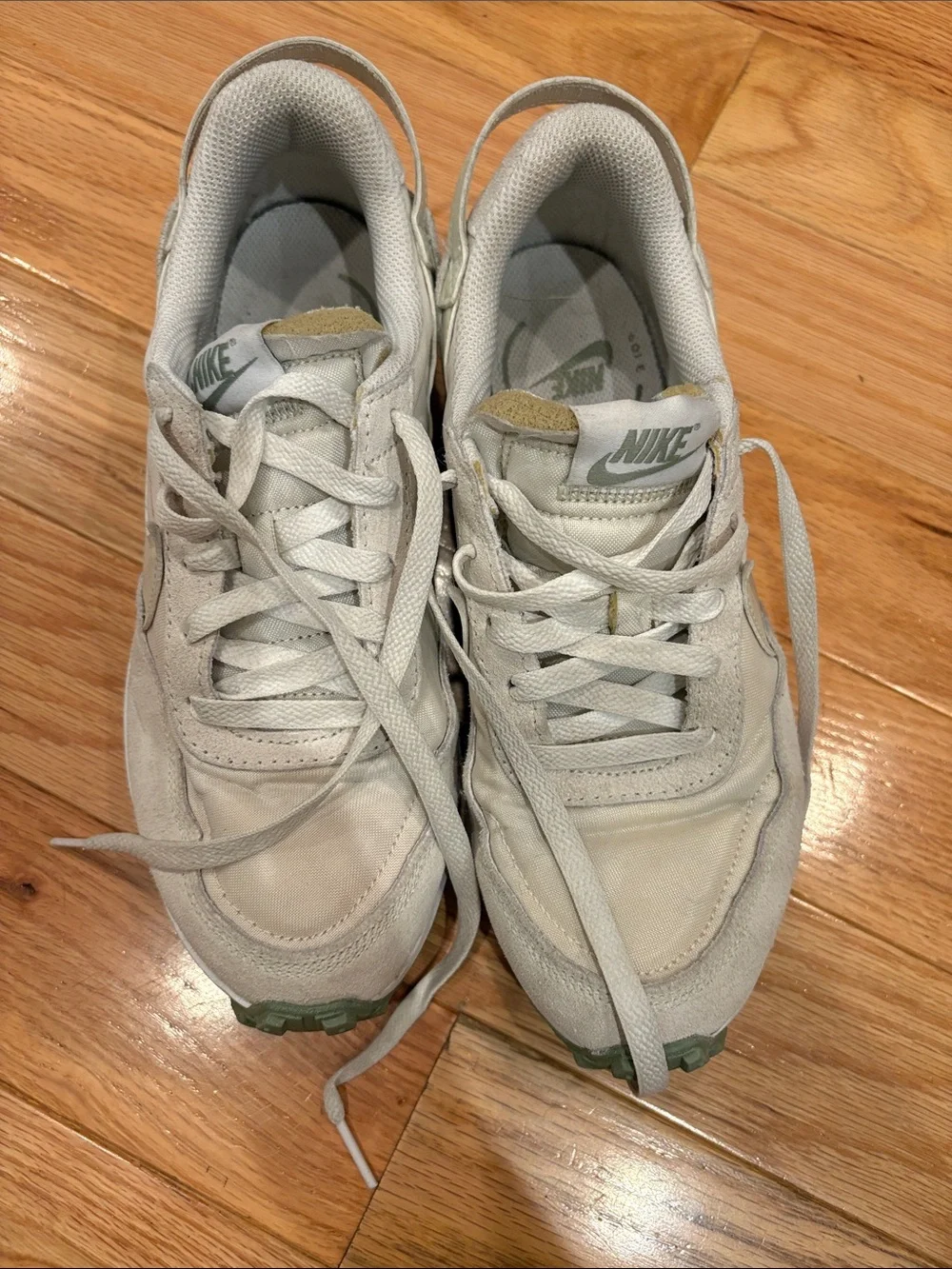 Nike Off-White Suede & Mesh Sneakers with Green Accents